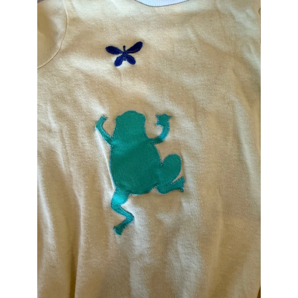Vintage Baby Robert Jackson Bodysuit 6-9 Months Yellow Frog romper